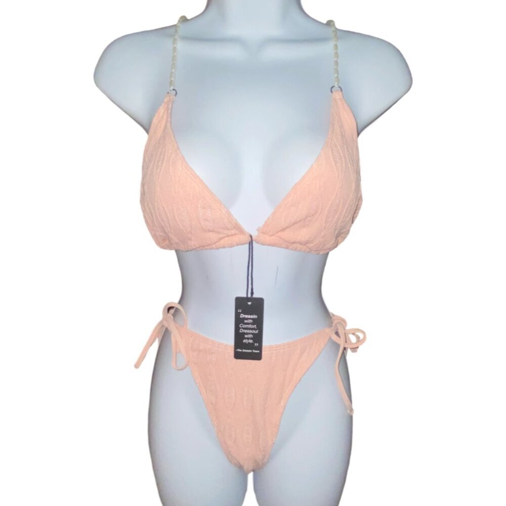 Sz.L*DR Dressin*NWT*2 Pc. Peach-Colored Bikini With Pearl Straps